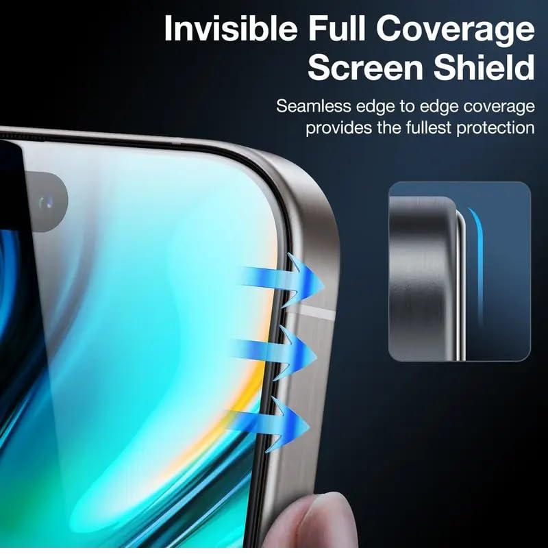 RPH 6 Pcs Full Coverage Privacy Protection Screen Protector for iPhone 16 Pro Screen Protector Privacy, Anti Spy Tempered Glass Film, Anti Scratch