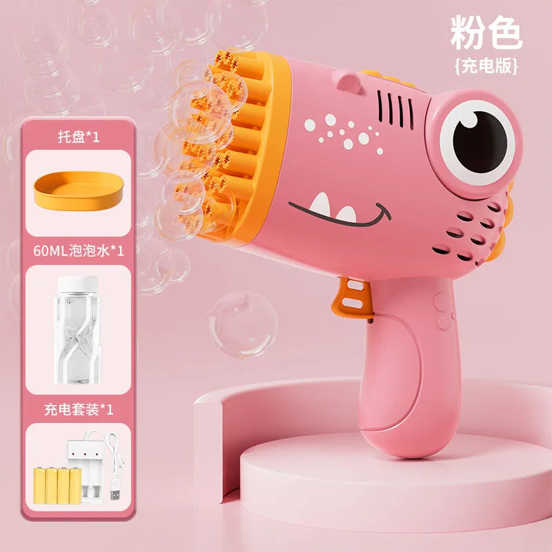 RPH 40 Hole Dinosaur Bubble Machine Children's Gift Continuous Bubble Making Wedding Outdoor (Excluding Bubble Liquid and Battery)