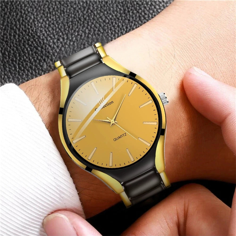 RPH Fashionable, Minimalist, and Versatile Circular MEN'S AND WOMEN'S Couple Watch Steel Strap Quartz Wristwatch