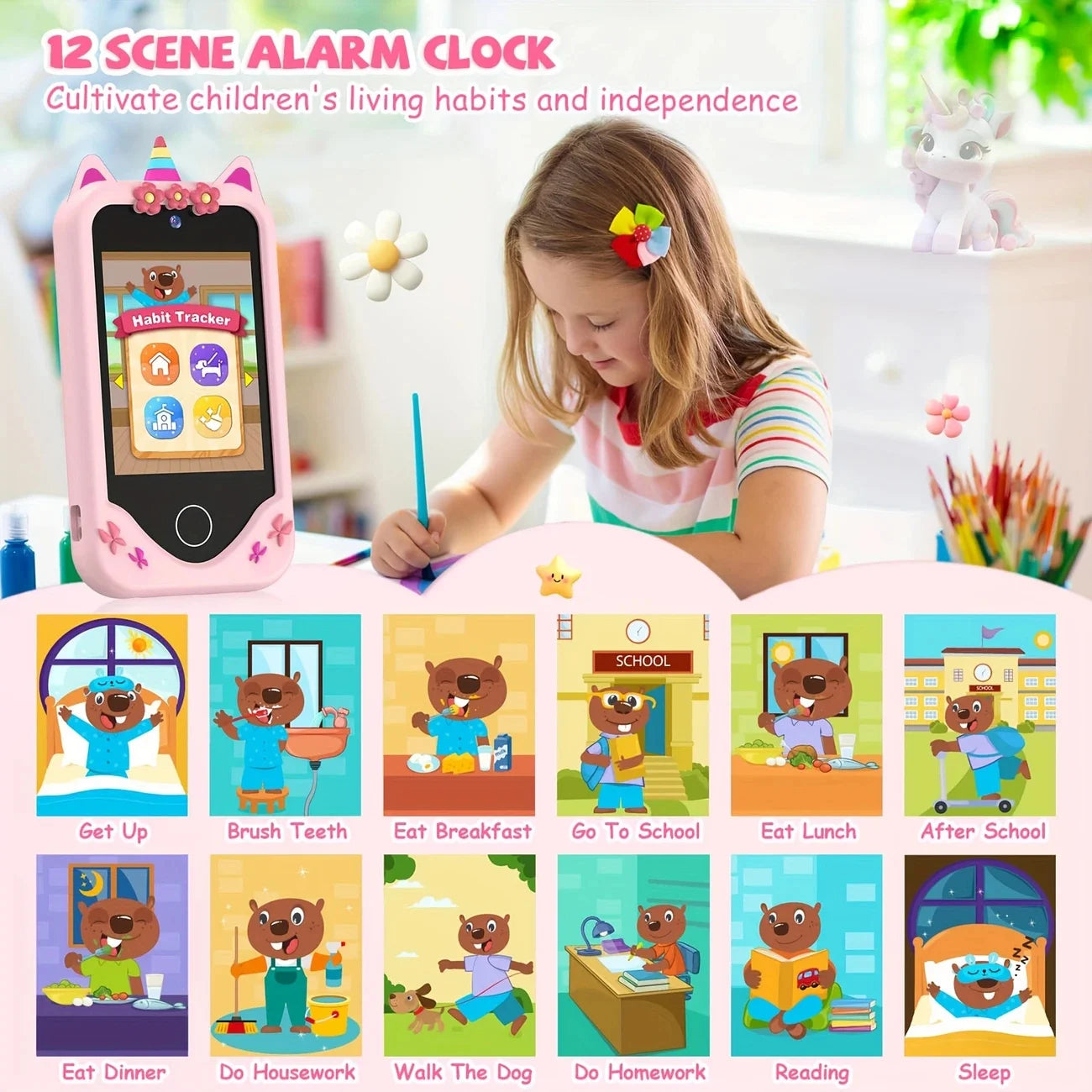 RPH Kids Smart Phone Dual Camera Music Player Baby Phone With 32G Memory Educational Toys Game Learning for Age 3-12 Brithday Gifts