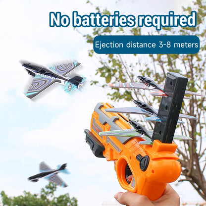 RPH Children's Catapult Foam Plane Toy Ejection Aircraft Gun Outdoor Sports Toy Parent-Child Interactive Shooting Game Airplane Toys