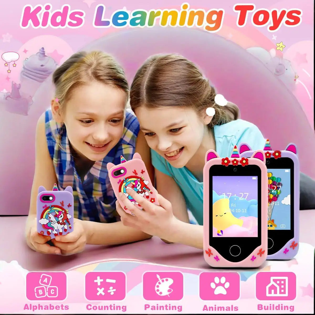 RPH Kids Smart Phone Dual Camera Music Player Baby Phone With 32G Memory Educational Toys Game Learning for Age 3-12 Brithday Gifts