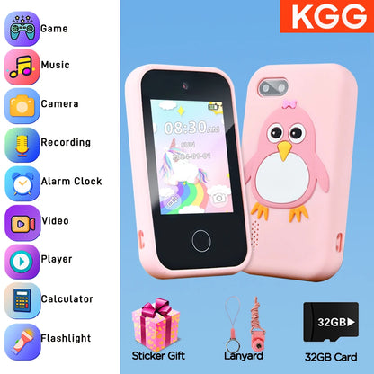 RPH Kids Smart Phone Dual Camera Music Player Baby Phone With 32G Memory Educational Toys Game Learning for Age 3-12 Brithday Gifts