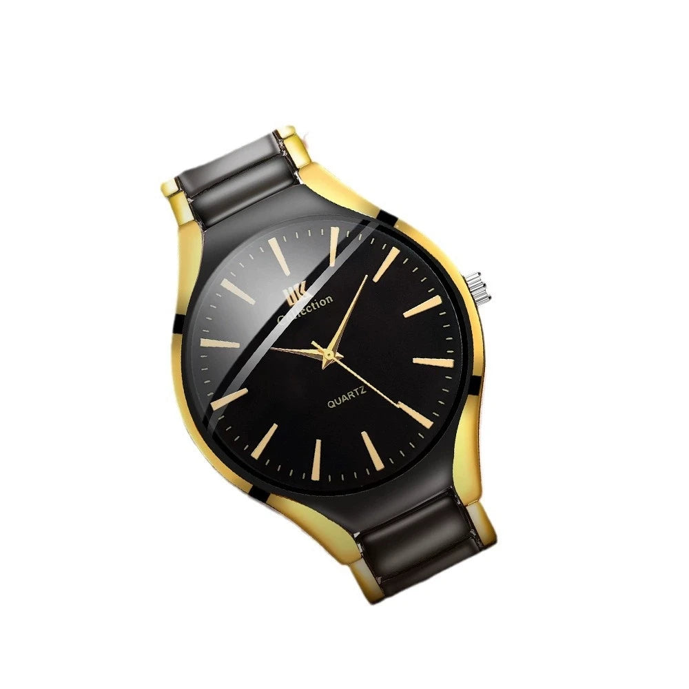 RPH Fashionable, Minimalist, and Versatile Circular MEN'S AND WOMEN'S Couple Watch Steel Strap Quartz Wristwatch