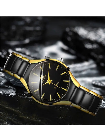 RPH Fashionable, Minimalist, and Versatile Circular MEN'S AND WOMEN'S Couple Watch Steel Strap Quartz Wristwatch