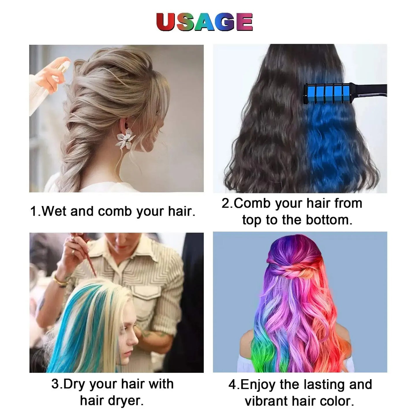 RPH 10PCS Children Multi Color Hair Dye Comb Set Fashion Makeup Toy Kits Disposable Hair Dyeing Comb Toys For Girl Paint Hair