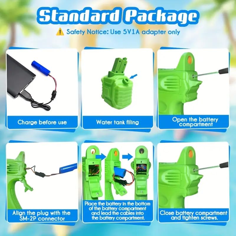 RPH LED light water gun, 6-meter range, lithium battery charging model, children adult beach pool war toys, summer carnival essential, gift