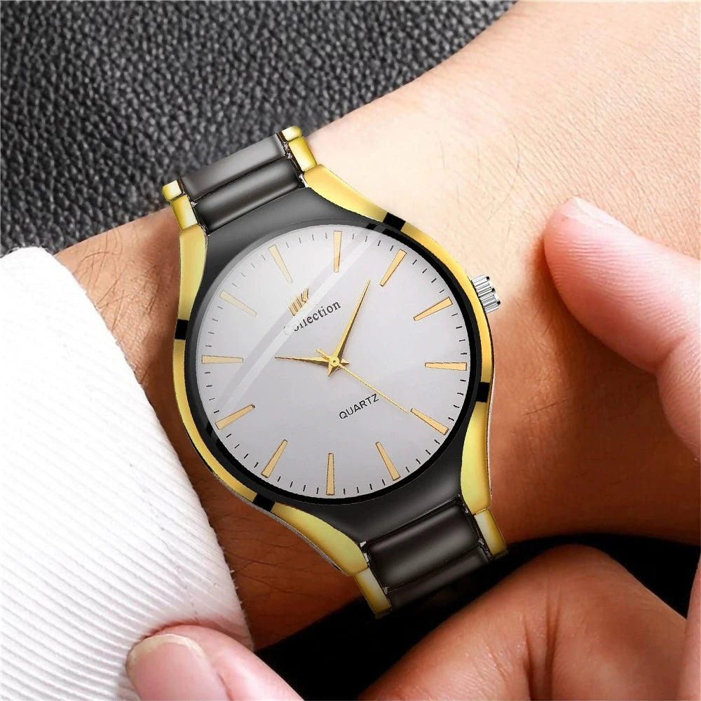 RPH Fashionable, Minimalist, and Versatile Circular MEN'S AND WOMEN'S Couple Watch Steel Strap Quartz Wristwatch