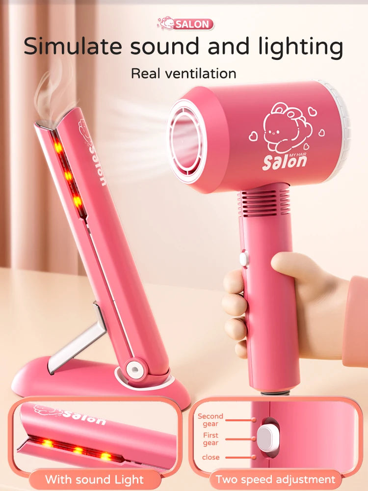 RPH Kids Make Up Toys Simulation Haircut Kit Children's Hair dryer Role Playing Game Educational Toys For Girls Pretend Play Gifts