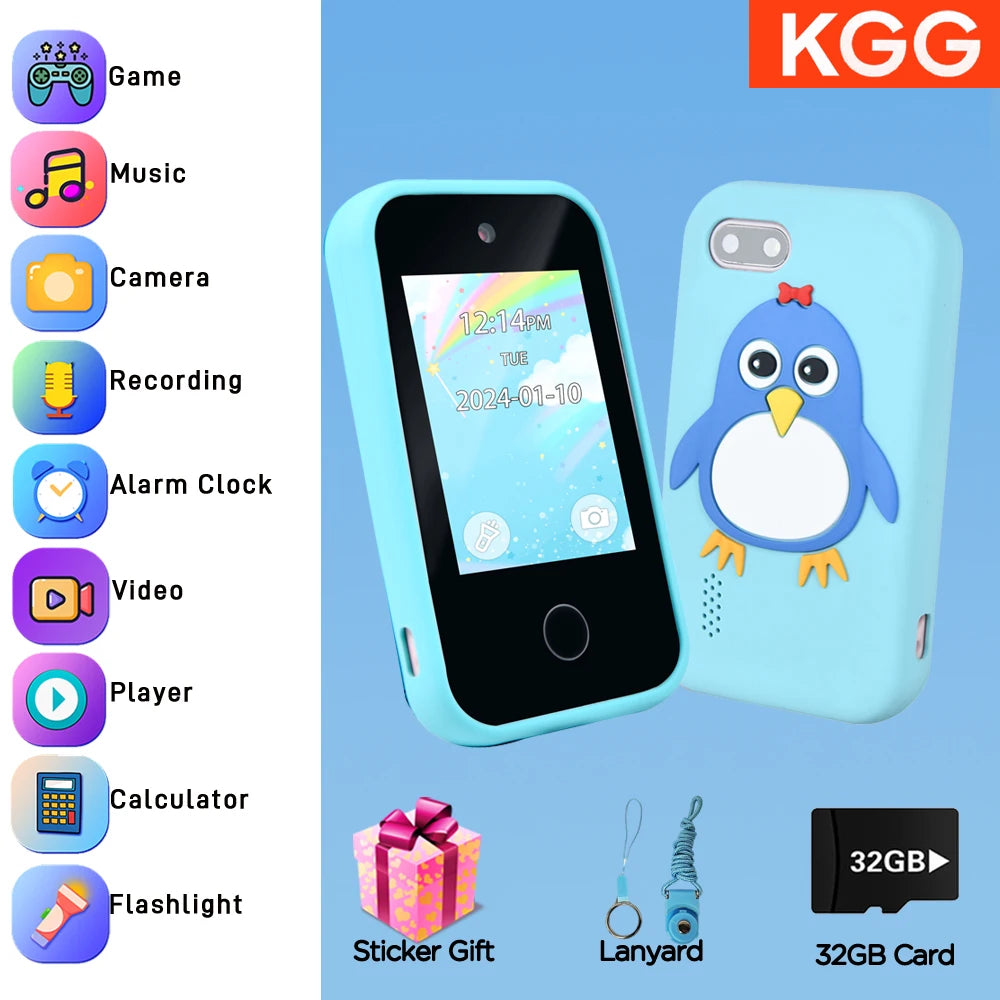 RPH Kids Smart Phone Dual Camera Music Player Baby Phone With 32G Memory Educational Toys Game Learning for Age 3-12 Brithday Gifts