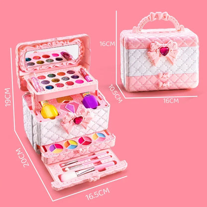 RPH Makeup Toy for Girls Princess Suitcase Box Playing Non-toxic Nail Polish Lipstick Beauty Fashion Children 3 Years Birthday Gifts