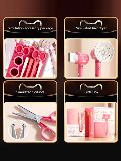 RPH Kids Make Up Toys Simulation Haircut Kit Children's Hair dryer Role Playing Game Educational Toys For Girls Pretend Play Gifts