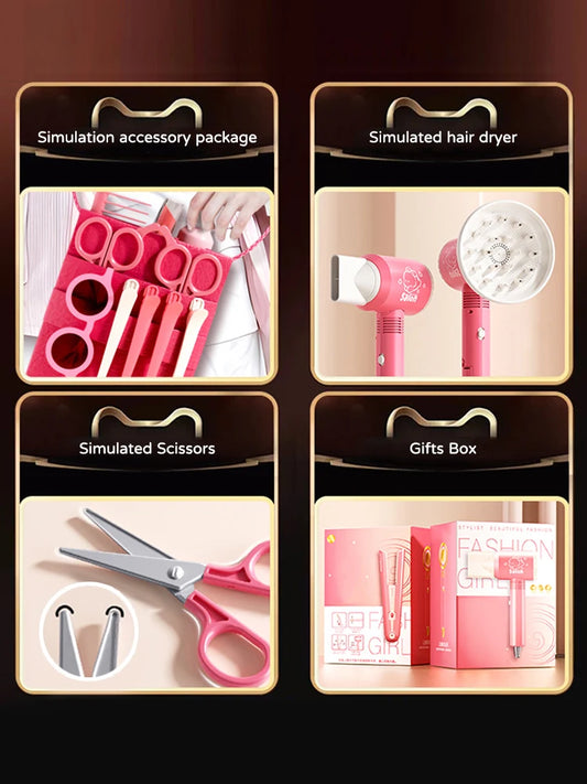 RPH Kids Make Up Toys Simulation Haircut Kit Children's Hair dryer Role Playing Game Educational Toys For Girls Pretend Play Gifts