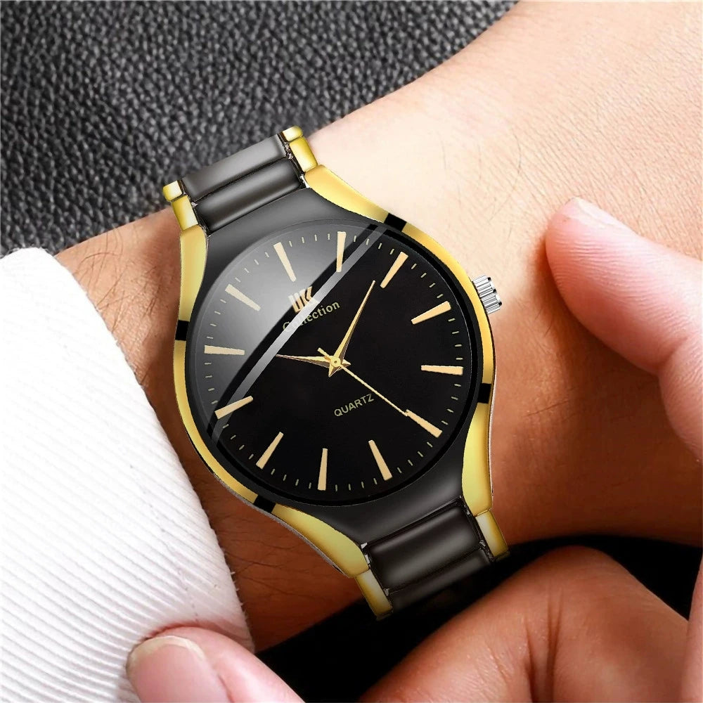 RPH Fashionable, Minimalist, and Versatile Circular MEN'S AND WOMEN'S Couple Watch Steel Strap Quartz Wristwatch
