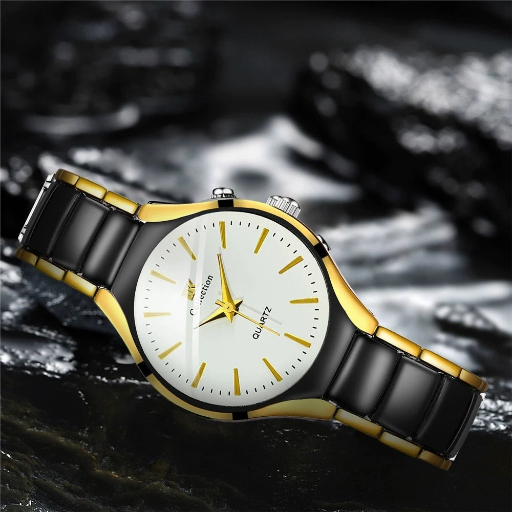 RPH Fashionable, Minimalist, and Versatile Circular MEN'S AND WOMEN'S Couple Watch Steel Strap Quartz Wristwatch