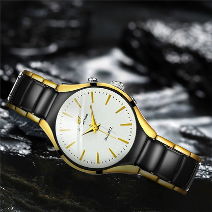 RPH Fashionable, Minimalist, and Versatile Circular MEN'S AND WOMEN'S Couple Watch Steel Strap Quartz Wristwatch