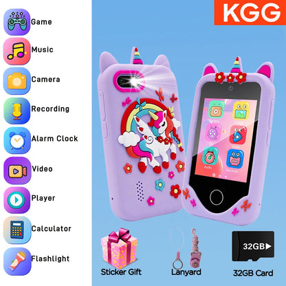 RPH Kids Smart Phone Dual Camera Music Player Baby Phone With 32G Memory Educational Toys Game Learning for Age 3-12 Brithday Gifts