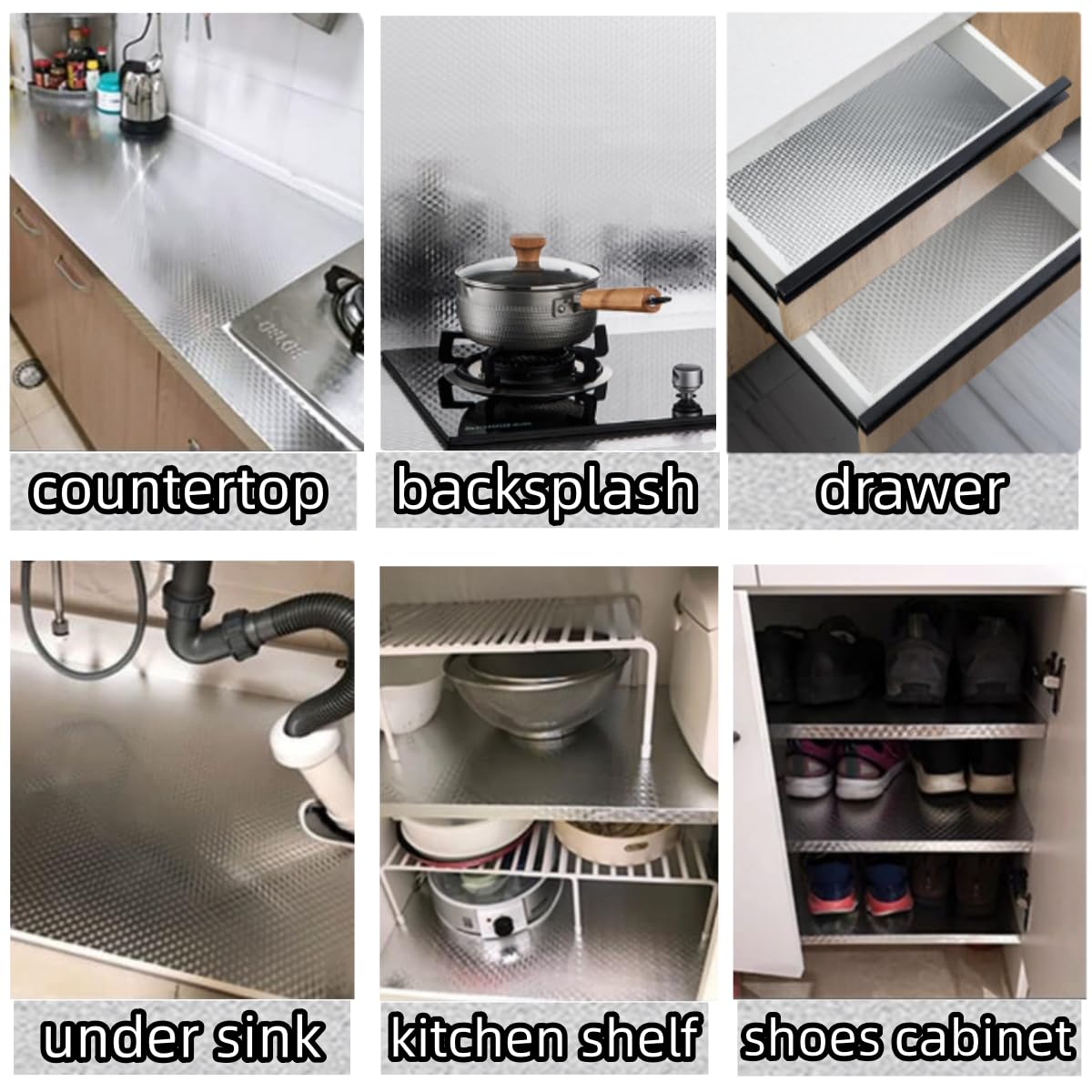 RPH Multipurpose Aluminum Foil Sticker Creative Covering: Self-Adhesive Shelf and Drawer Liner,Waterproof Kitchen Cupboards Sticker, Privacy Window Covering (15.7"x78.7",3D Cube)