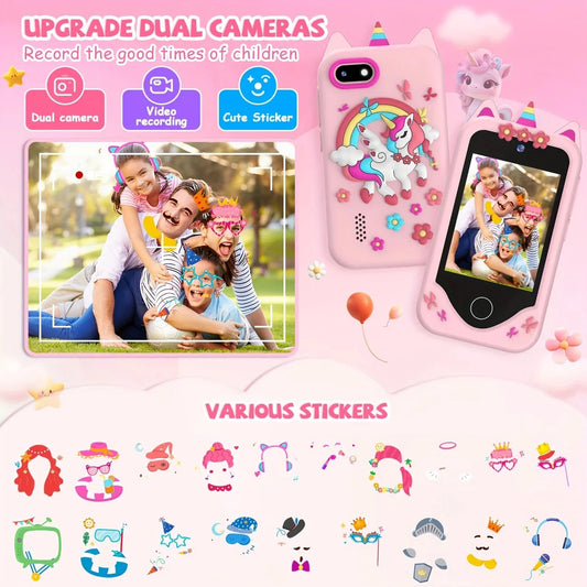 RPH Kids Smart Phone Dual Camera Music Player Baby Phone With 32G Memory Educational Toys Game Learning for Age 3-12 Brithday Gifts