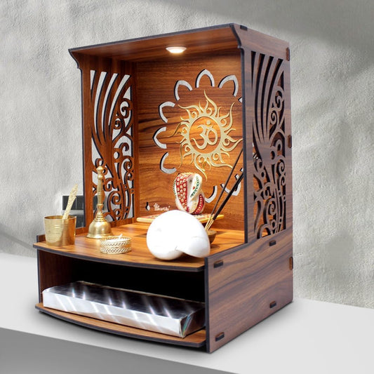 RPH Wooden Temple for Home Pooja Mandir with LED Spot Light