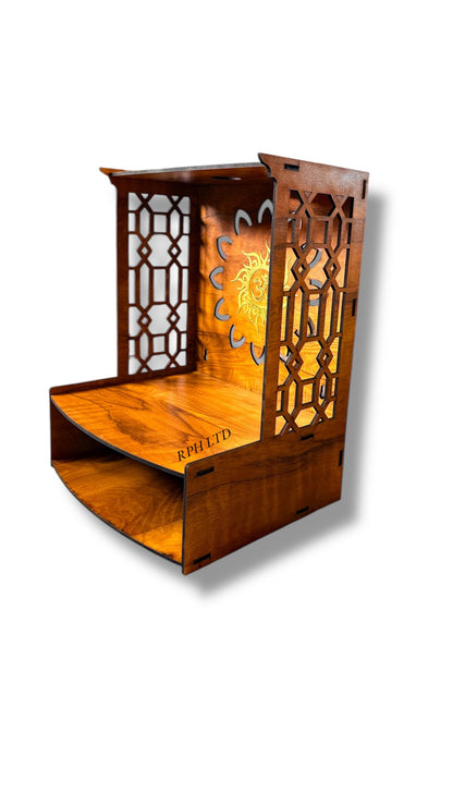 RPH Wooden Temple for Home Pooja Mandir with LED Spot Light