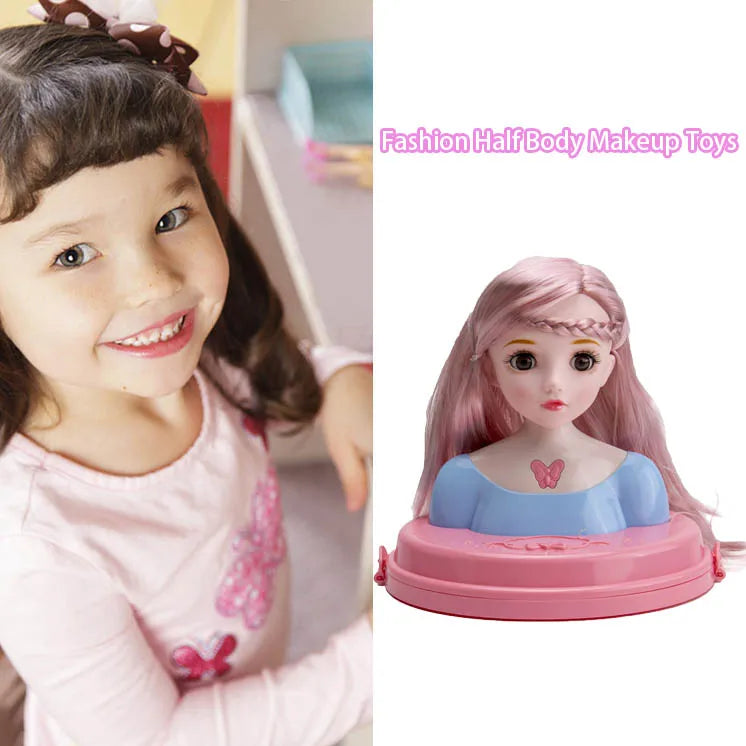 RPH European Fashion Half Body Makeup Hairstyle Mannequin Head Play House Girl Princess Dress Up Practice Makeup Hair Combing Toys
