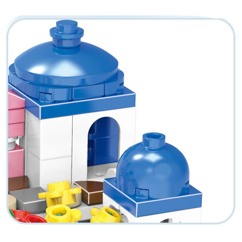 RPH City Series Girls Santorini Castle Building Block Create Unique Structures Classic DIY Model Brick Toys Gift for Children Kids