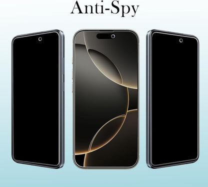RPH 6 Pcs Full Coverage Privacy Protection Screen Protector for iPhone 16 Pro Screen Protector Privacy, Anti Spy Tempered Glass Film, Anti Scratch