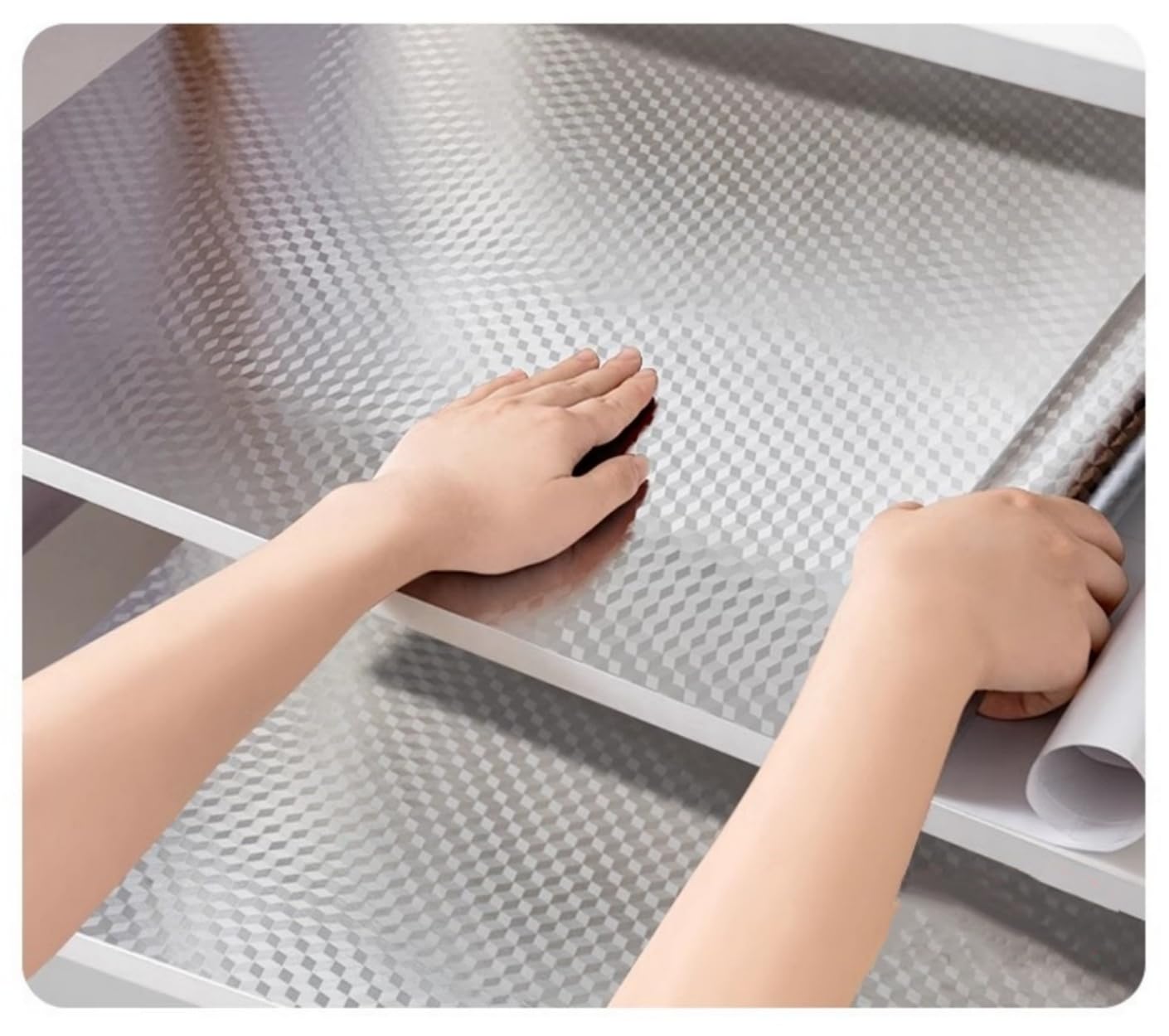 RPH Multipurpose Aluminum Foil Sticker Creative Covering: Self-Adhesive Shelf and Drawer Liner,Waterproof Kitchen Cupboards Sticker, Privacy Window Covering (15.7"x78.7",3D Cube)