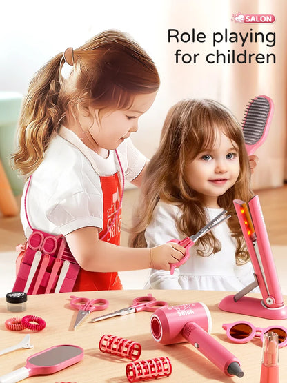 RPH Kids Make Up Toys Simulation Haircut Kit Children's Hair dryer Role Playing Game Educational Toys For Girls Pretend Play Gifts