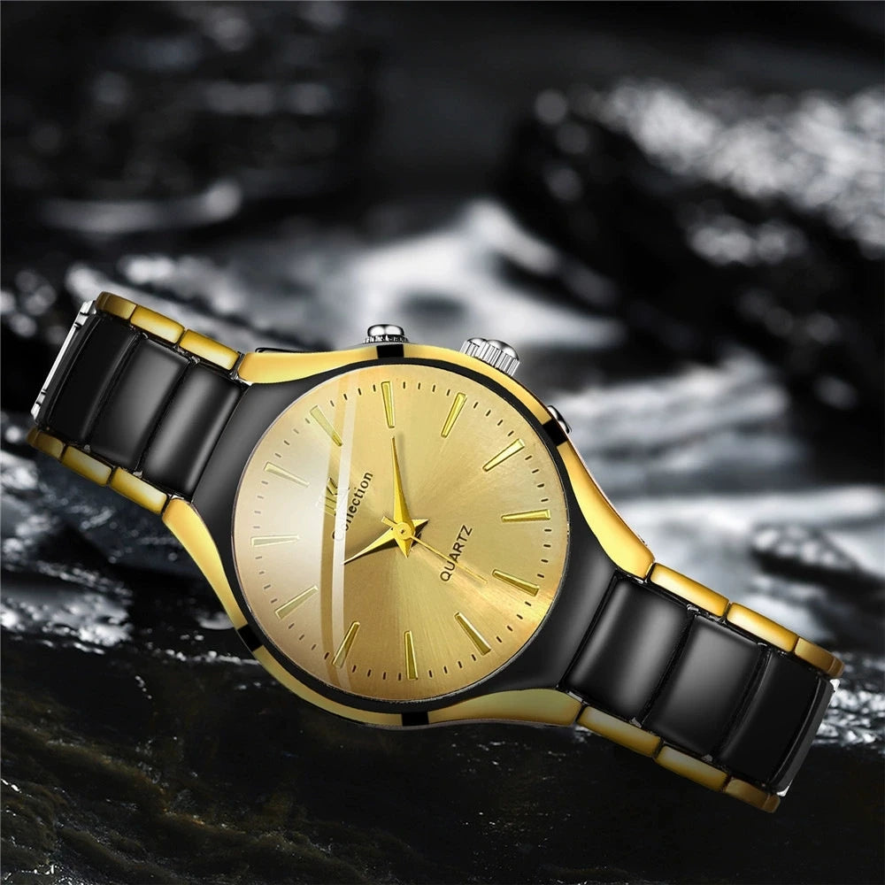 RPH Fashionable, Minimalist, and Versatile Circular MEN'S AND WOMEN'S Couple Watch Steel Strap Quartz Wristwatch