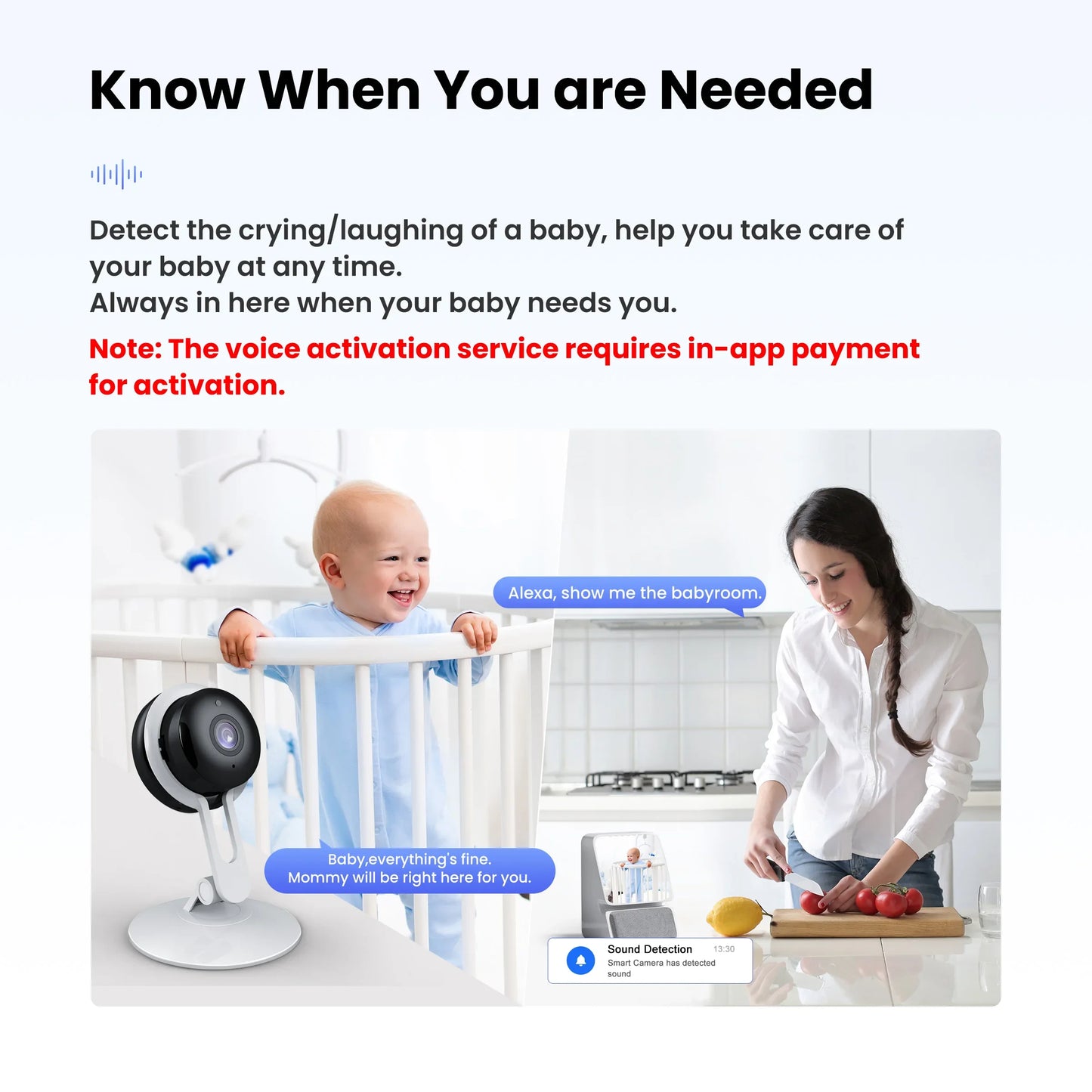 GIRIER Tuya WiFi Smart Security Camera for Baby Monitor Indoor Smart IP Camera Supports Night Vision 2-way Talk Works with Alexa